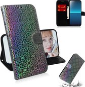 Voor Sony Xperia L4 effen kleur kleurrijke magnetische gesp horizontale flip pu lederen case met houder & kaartsleuven & portemonnee & lanyard (zilver)