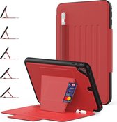 Voor iPad Mini 5 Multifunctionele tablet-pc Beschermende lederen tas met beugel & kaartsleuven & pen-sleuf & wek- / slaapfunctie (rood)