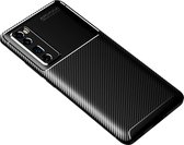 Voor Huawei Nova 7 Pro Carbon Fiber Texture Shockproof TPU Case (Zwart)