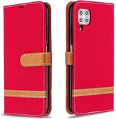 Voor Huawei P40 Lite Kleuraanpassing Denim Texture Horizontaal Flip Leather Case met houder & kaartsleuven & Wallet & Lanyard (rood)
