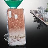 Gekleurde tekening patroon IMD vakmanschap Soft TPU beschermhoes voor Galaxy A20e (Rose goud wit marmer)