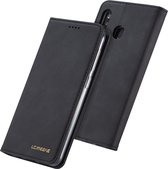 Voor Galaxy A20 / A30 LC.IMEEKE LC-002-serie Skin Hand Feeling PU + TPU horizontale flip lederen tas met houder en kaartsleuf en portemonnee (zwart)