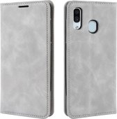 Retro-skin Business Magnetische Zuigleren Case met Purse-Bracket-Chuck For Galaxy A30 (Rookgrijs)