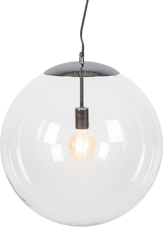 QAZQA ball hl - Moderne Hanglamp - 1 lichts - Ø 500 mm - Chroom - Woonkamer | Slaapkamer | Keuken