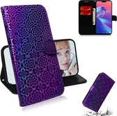 Voor Zenfone Max Pro (M2) ZB631KL Effen kleur Kleurrijke magnetische gesp Horizontale flip PU lederen tas met houder & kaartsleuven & portemonnee & draagkoord (paars)