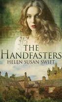 Boekomslag van "The Handfasters" met een vrouw en een kasteel.