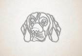 Line Art - Hond - Beagle - M - 60x82cm - Wit - geometrische wanddecoratie
