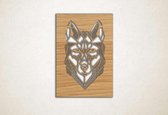 Line Art - Wolf vierkant 3 - M - 87x60cm - Eiken - geometrische wanddecoratie