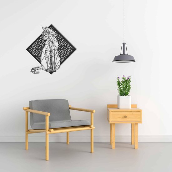 Line Art - Cat 5 avec fond - M - 60x60cm - décoration murale géométrique