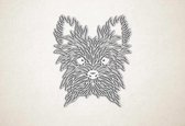 Line Art - Hond - Yorkshire Terrier - XS - 29x25cm - Wit - geometrische wanddecoratie