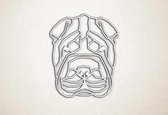 Line Art - Hond - Shar Pei - M - 72x60cm - Wit - geometrische wanddecoratie