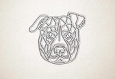 Line Art - Hond - Staffordshire Bull Terrier - XS - 25x27cm - EssenhoutWit - geometrische wanddecoratie