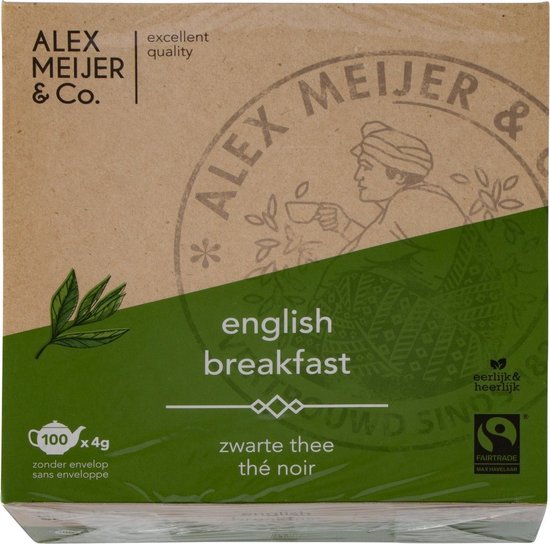 English Breakfast Displaydoos 100 Theezakjes 4 gram Alex Meijer
