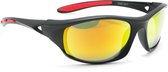LYON JAUNE - Matt Zwart/Rood Sportbril met UV400 Bescherming - Unisex & Universeel - Sportbril - Zonnebril voor Heren en Dames - Fietsaccessoires