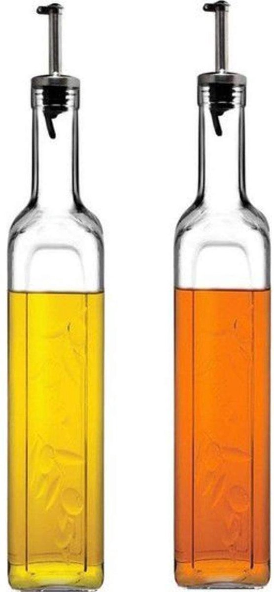 Pasabahce Zelfgemaakte azijn / olie karaf / dispenser set van 2 500ml inhoud 80229 glas