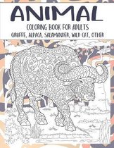 Animal - Coloring Book for adults - Giraffe, Alpaca, Salamander, Wild cat, other