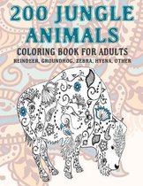 200 Jungle Animals - Coloring Book for adults - Reindeer, Groundhog, Zebra, Hyena, other