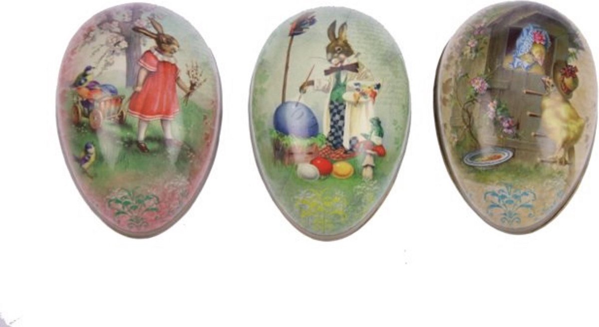 3x Ei karton Vintage, 3 ass. 9cm