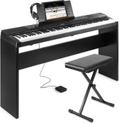 Digitale piano - MAX KB6W keyboard piano met 88 toetsen, USB midi, sustainpedaal, meubel, bankje en hoofdtelefoon - 88 gewogen en aanslaggevoelige toetsen