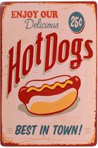 Metalen plaatje - Delicious Hotdogs
