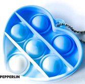 Blij Kind - Fidget - Popit - Klein - Mini - Pop it - Hartje - Marble - Blauw - Wit - Sleutelhanger - Hanger - Hart
