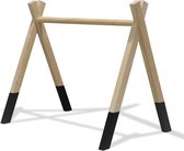 Houten babygym | Massief houten speelboog tipi vorm (zonder hangers) - zwart | toddie.nl