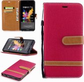 Kleurafstemming Denim Texture Leather Case voor Huawei Honor 7X, met houder & kaartsleuven & portemonnee & lanyard (rood)