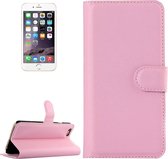 Voor iphone 6 & 6s litchi textuur horizontale flip lederen tas met houder en kaartsleuven en portemonnee (roze)