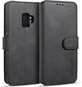 DG.MING Retro Oil Side Horizontal Flip Case met houder & kaartsleuven & portemonnee voor Galaxy S9 (zwart)