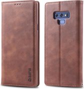 Voor Galaxy Note 9 AZNS retro textuur magnetische horizontale flip pu lederen case met houder & kaartsleuven & fotolijst (bruin)