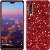 Glitter poeder schokbestendig TPU-hoesje voor Huawei P30 (rood)