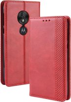 Magnetische gesp Retro textuur Horizontale flip lederen tas voor Motorola Moto G7 Play (EU-versie), met houder & kaartsleuven & portemonnee (rood)