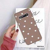 Voor Galaxy S10 + Multi Love Heart Pattern Frosted TPU-beschermhoes (kaki)