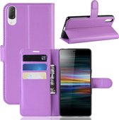 Litchi Texture horizontale flip lederen tas voor Sony Xperia L3, met portemonnee en houder en kaartsleuven (paars)