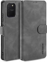 Voor Galaxy A91 / S10 Lite DG.MING Retro Oil Side Horizontal Flip Case met houder & kaartsleuven & portemonnee (grijs)