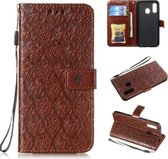 Geperst Printing Rattan Flower Pattern Horizontal Flip PU Leather Case for Galaxy A40, with Holder & Card Slots & Wallet & Photo Frame (Brown)