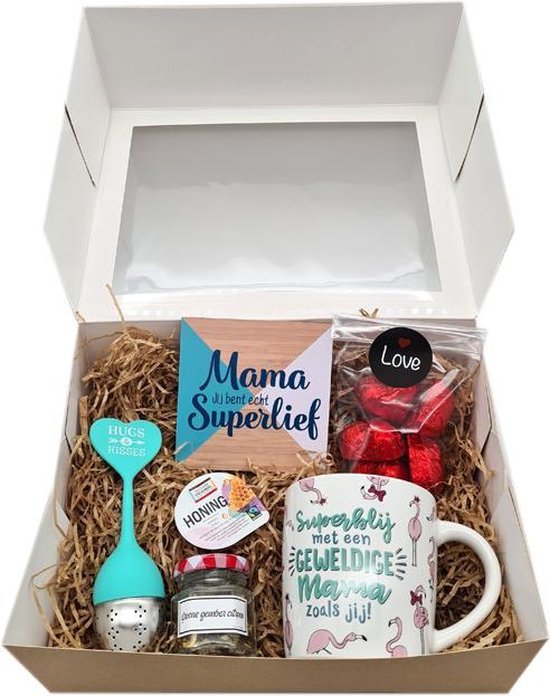 Moederdag cadeau pakket ''Geweldige mama" | 9 | kado | Gift set | Thee | chocolade... |