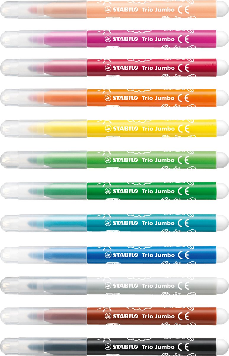 STABILO Trio Jumbo - Viltstift - Met Extra Dikke Punt 3,0 mm - Etui met 12 kleuren — afbeelding 8