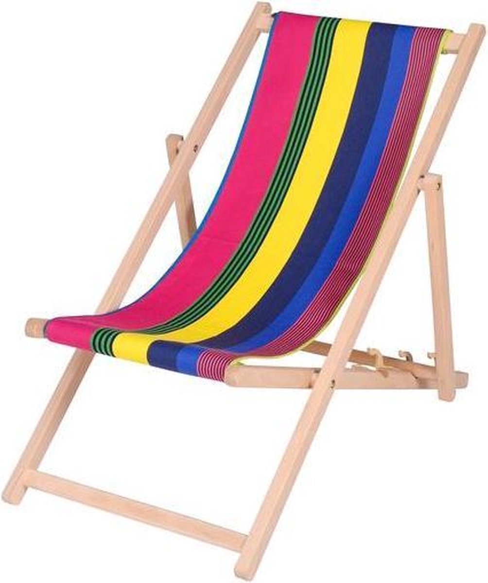 Kleurmeester.nl - Kinder Strandstoel Belize - Opklapbaar - Beukenhout - katoenen canvas | Multicolor Gestreept