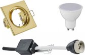 LED Spot Set - Iona - GU10 Fitting - Inbouw Vierkant - Mat Goud - 4W - Natuurlijk Wit 4200K - Kantelbaar 80mm