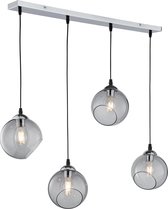 LED Hanglamp - Iona Klino - E27 Fitting - 4-lichts - Rond - Mat Chroom Rookkleur - Aluminium