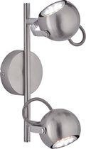 LED Plafondspot - Iona Bosty - GU10 Fitting - 2-lichts - Rond - Mat Nikkel - Aluminium