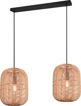 LED Hanglamp - Iona Tuna - E27 Fitting - 2-lichts - Rechthoek - Mat Zwart - Aluminium