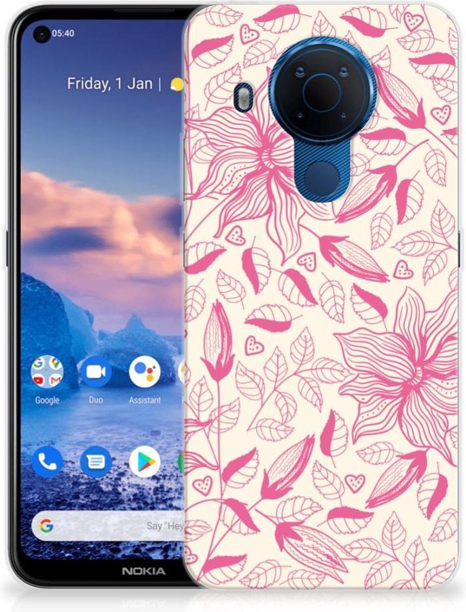 TPU Hoesje voor Nokia 5.4 TPU Case Pink Flowers