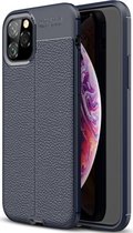 MM&A Flexibele Lederlook TPU Back Cover Case Hoesje voor Apple iPhone 12 Pro Max  – Blauw – Siliconen - Zachte Plastic – Soft Case