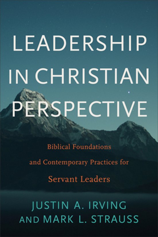 Livre 'LEADERSHIP IN CHRISTIAN PERSPECTIVE' avec un paysage de montagne sur la couverture sous un ciel bleu.
