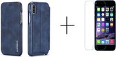 GSMNed – Leren telefoonhoesje blauw – hoogwaardig leren bookcase blauw - Luxe iPhone Xr hoesje blauw – Magneetsluiting voor iPhone Xr – blauw – 1x screenprotector iPhone Xr