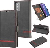 Voor Samsung Galaxy Note 20 Business Style Line Splicing Horizontale Flip TPU + PU Leather Case met Card Slots & Holder & Wallet (Black)