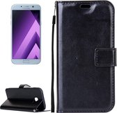 Voor Galaxy A5 (2017) / A520 Crazy Horse Texture Horizontale Flip PU lederen tas met houder & kaartsleuven & portemonnee & fotolijst & lanyard & magnetische gesp (zwart)