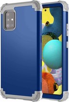 Voor Samsung Galaxy A51 5G pc + siliconen driedelige schokbestendige beschermhoes (blauw)